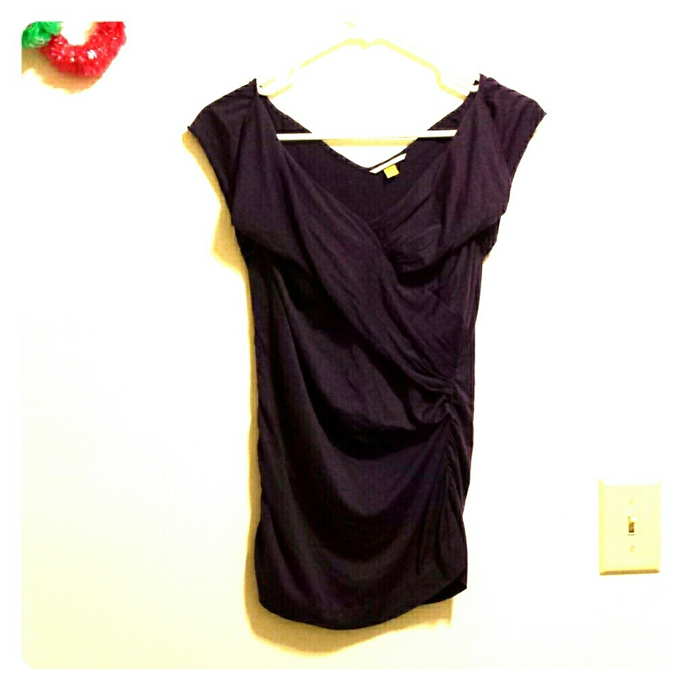 purple anthropologie leifsdottir ruched blouse